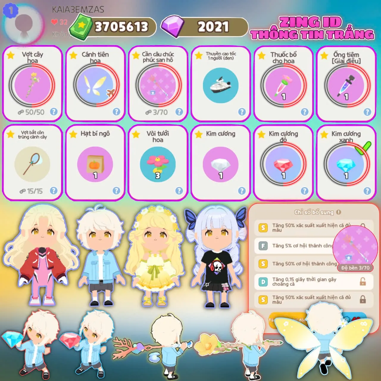 ZING ID TRẮNG thông tin 